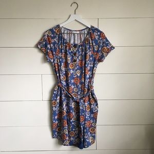 J. Jill dress floral pockets blue small petite